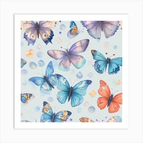 Leonardo Creative Butterflies Watercolor Vector White Backgrou 3 Art Print