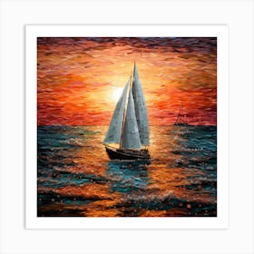 Sailboat At Sunset 3 Art Print