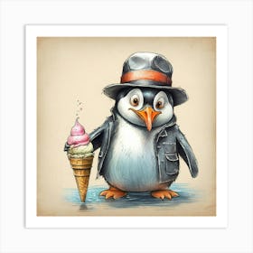 Penguin Ice Cream 3 Art Print