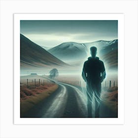 Man Standing On A Road 3 Art Print