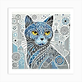 Skylight Runner City Cat Art Print