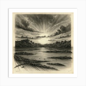 Sunset Over The Lake Art Print