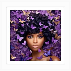 Purple Beauty With Butterflies 1 Art Print