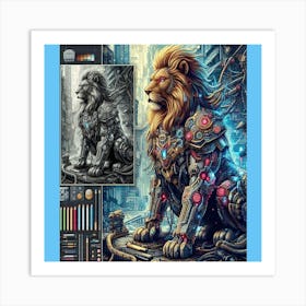 Lion Art Piece / Abstract / art pallet Art Print