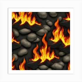 Fire And Rocks Art Print