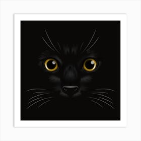 Black Cat Face Art Print