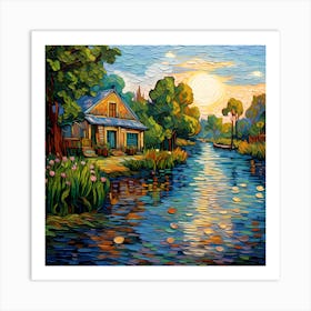 Garden of Tranquility: Van Gogh's Riverside Reverie Art Print