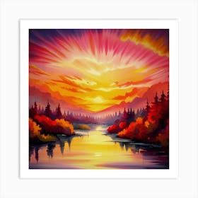 Fall Forest Sunset Art Print