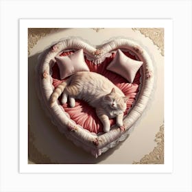 Heart Shaped Cat Art Print