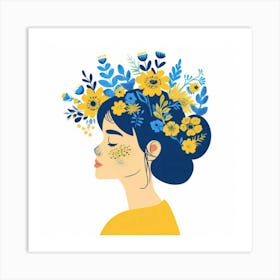 Girl With Flowers In Her Hair 1 Art Print