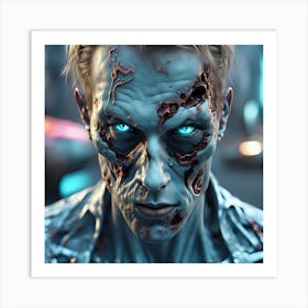 Zombie Man With Blue Eyes Art Print