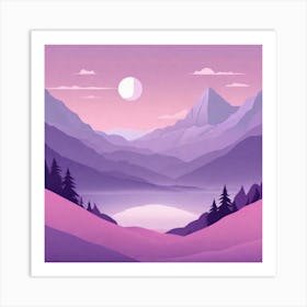 Misty mountains background in purple tone 27 Art Print