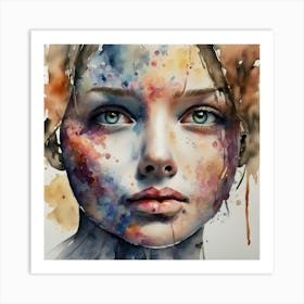 Watercolor Of A Woman'S Face 22 Art Print