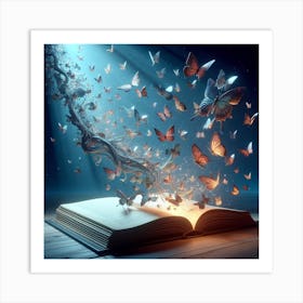 Open Book With Butterflies Art Print