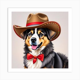 Dog In A Cowboy Hat Art Print