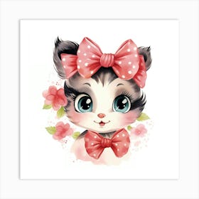 Cute Kitten With Pink Bow 5 Art Print