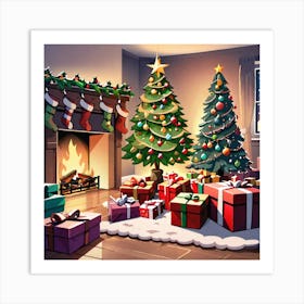 Christmas Tree In The Living Room 10 Art Print