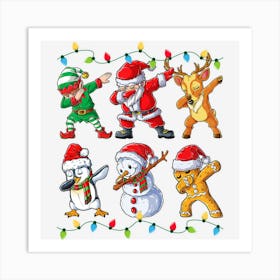 Dabbing Santa Elf Friends Christmas Boys Girls Men Xmas Dab Art Print