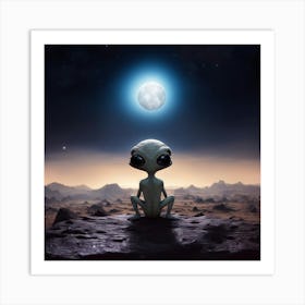 Alien In The Moonlight Art Print