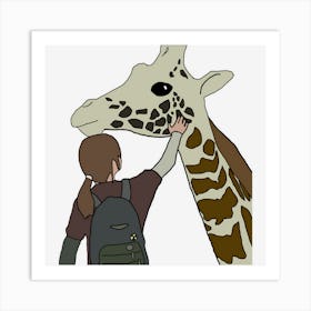 Ellie And Giraffe Art Print