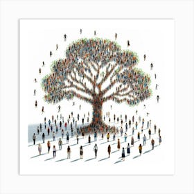 Group Of People Forming A Tree Art Print