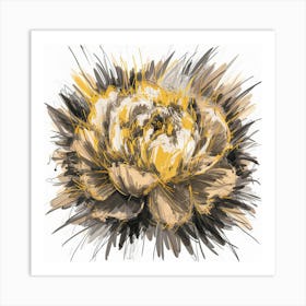 Golden Peony A Dynamic Sketch Of Bloom And Color (2) Art Print