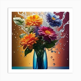 Colorful Flowers In A Vase 6 Art Print