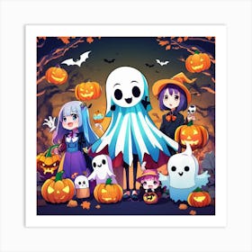 Ghosts And Pumpkins 1 Art Print