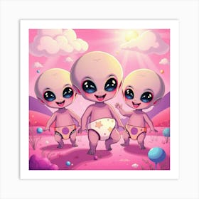 Alien Babies With Diapers Art Print