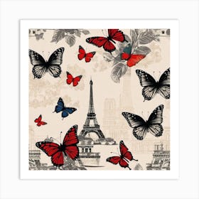Paris With Butterflies 51 Art Print