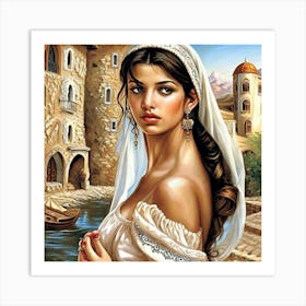 Woman In A White Dress Art Print