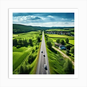 Nature Transportation City Summer Highway Expressway Grass Hill Traffic Country Up High G Art Print