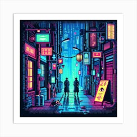 8-bit cyberpunk alleyway 1 Art Print