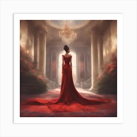 Woman In A Red Dress Art Print