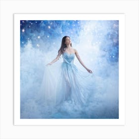 Girl Surrounded By Ethereal Clouds Captured In The Essence Of A Dreamy Surreal And Airy Atmosphere 1 Art Print