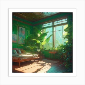 Green Bedroom Art Print