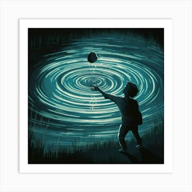 Child Playing In The Water Art Print