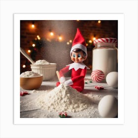 Elf on thee shelf getting to thee baking Art Print