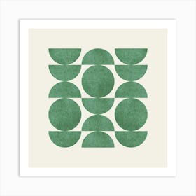 Scandinavian Pattern Half-moon Circle Abstract Minimalist - Green 2 Art Print