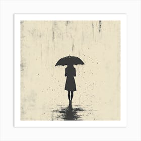 Woman In The Rain Art Print