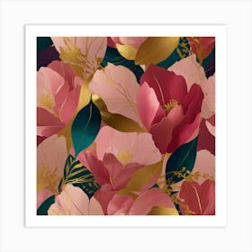 Pink Floral Wallpaper Art Print