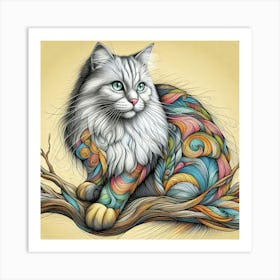 Feline Cat Creative Artwork Illustration 110 Art Print