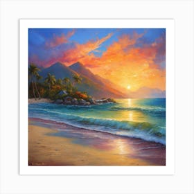 Sunset On The Beach 2 Art Print