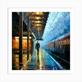 Train Station At Night 5 Art Print