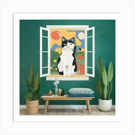 Matisse Inspired Open Window Cat Art Illustration Qmkn6 Wurmgkwwwooisxzq Ifj7fg9vsqshgwyum8wx0g Art Print