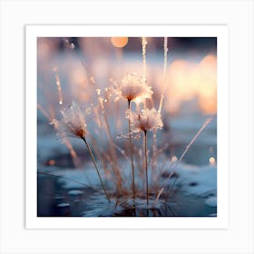 Flowers In The Snow Art Print