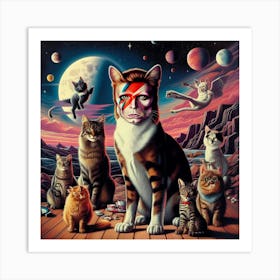 Feline Stardust: A Pop Culture Symphony 1 Art Print