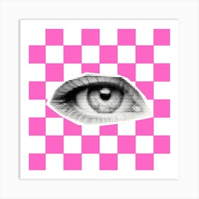 Checkerboard Eye Pink Art Print
