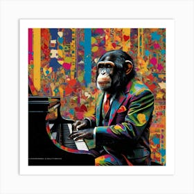 Chimpanzee at the Piano Art Print