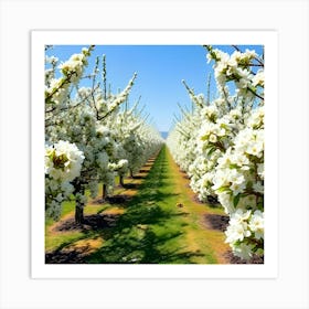 White Blossoms In An Orchard Art Print